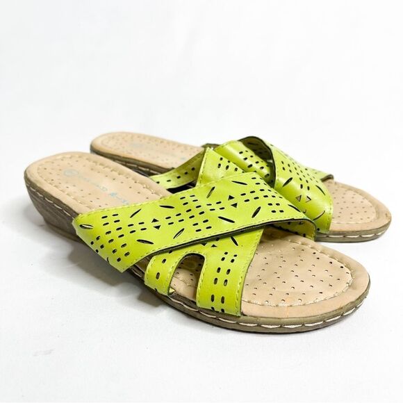 🍋 Ashley Blue • Women’s Mini Wedge Slip On Sandals Size 7 - Picture 2 of 8